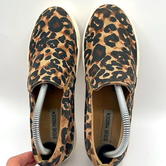 Steve Madden Leopard Print Brown and White Sneakers with Thick Sole Womens 8 M - Picture 6 of 8